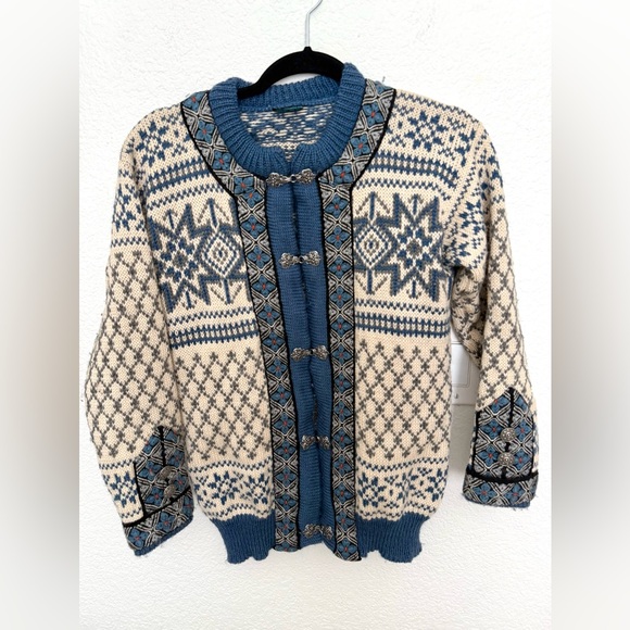 Vintage Dale Of Norway Sweater Fair Isle Wool Knit Cardigan - Picture 1 of 9